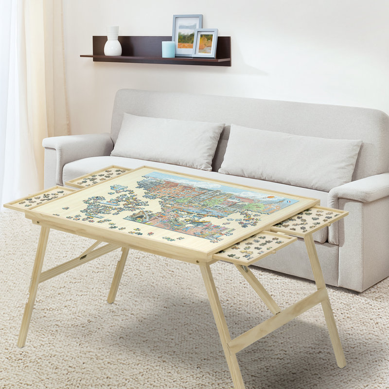 Rose Home Fashion 1500 Pieces Portable Jigsaw Puzzle Table with Drawers Foldable Legs Reviews Wayfair